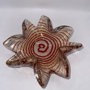 Murano Style Gold Flecks Glass Bowl/Dish/Ashtray